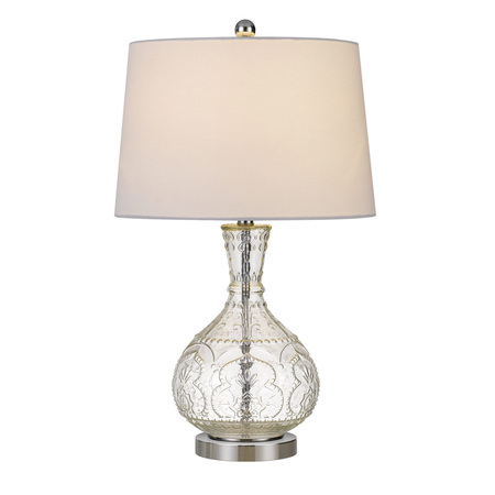 Cal Lighting 150W Nador Glass Table Lamp With Taper Drum Hardback Fabric Shade BO-2916TB